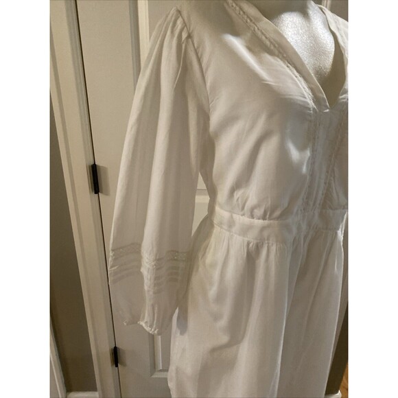 J Crew White Crochet V-Neck Pleated Cottage‎ Core Lined Dress - Size S - Picture 4 of 16